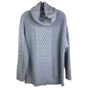 Haven Well Within Sweater Womens L Light Blue Cable Knit Cowl Neck Pullover NWT